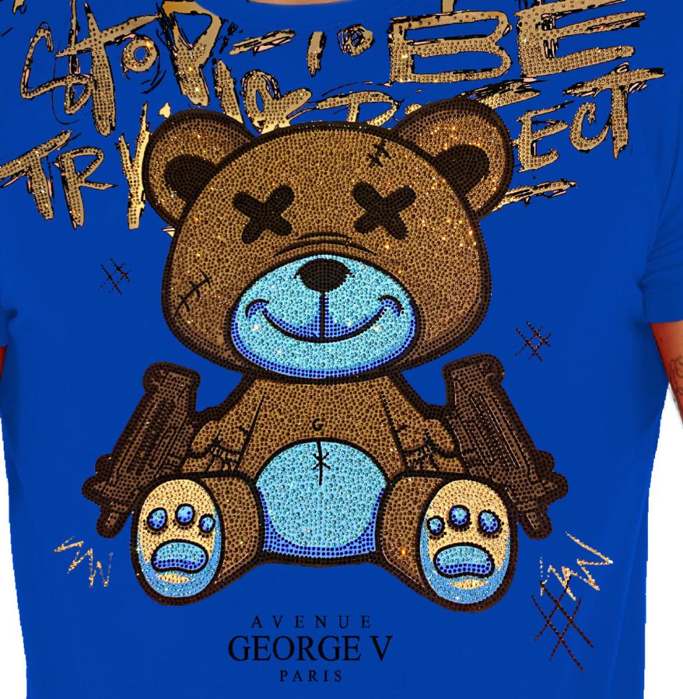 GV-2704 AVENUE GEORGE V RHINESTONE T-SHIRT UZI BEAR 