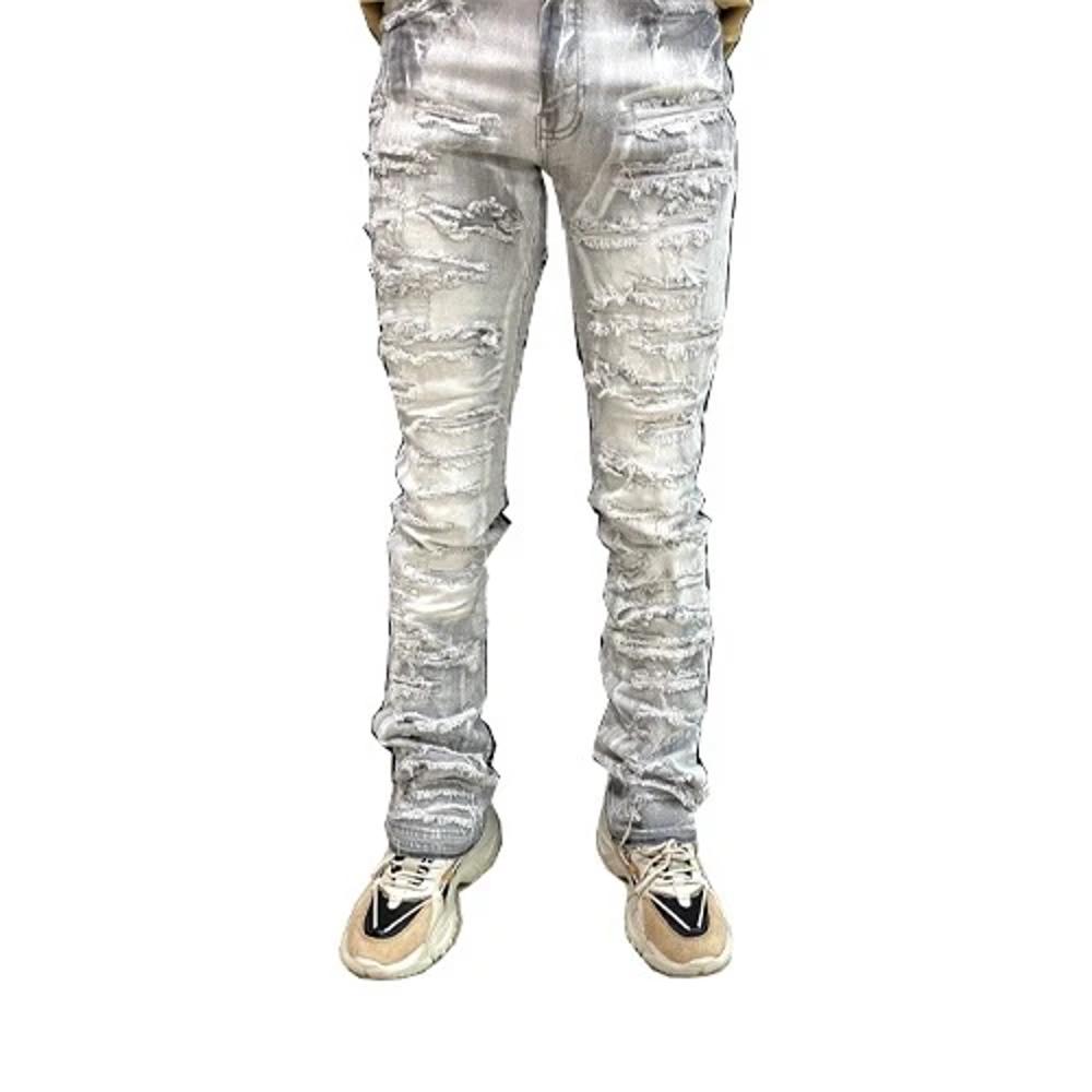 B2069 TAKER STACKED JEANS FRAYED 